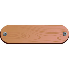A Realistic Wooden Sign With A Smooth Texture And Natural Wood Grain Details Attached With Two Silver Screws On A Transparent Background