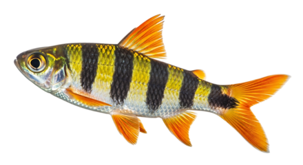 Tiger barb fish isolated on transparent background