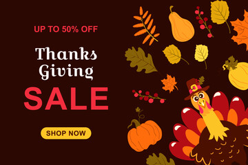 Thanksgiving Day banner seasonal discounts.