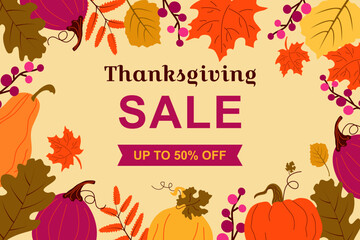 Thanksgiving Day banner seasonal discounts.