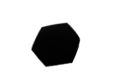 Glossy Black Hexagon Abstract Shape Isolated on Black
