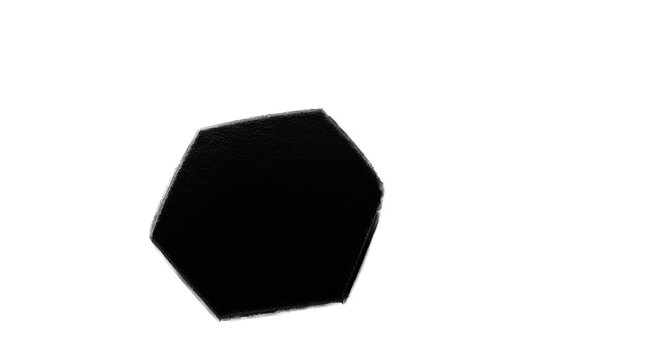 Glossy Black Hexagon Abstract Shape Isolated on Black