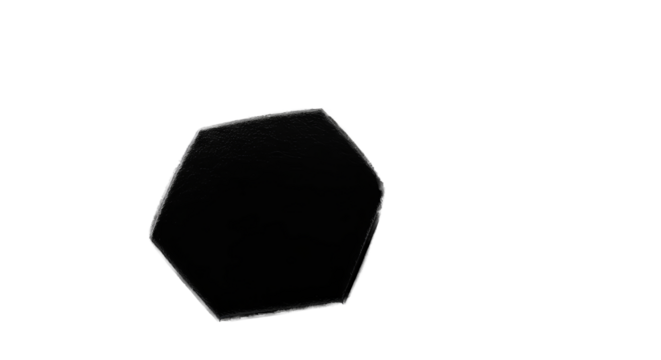 Glossy Black Hexagon Abstract Shape Isolated on Black