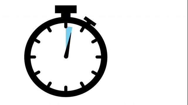 The 15 minutes, stopwatch icon. Stopwatch icon in flat style, timer on on color background. Motion graphics. 4k