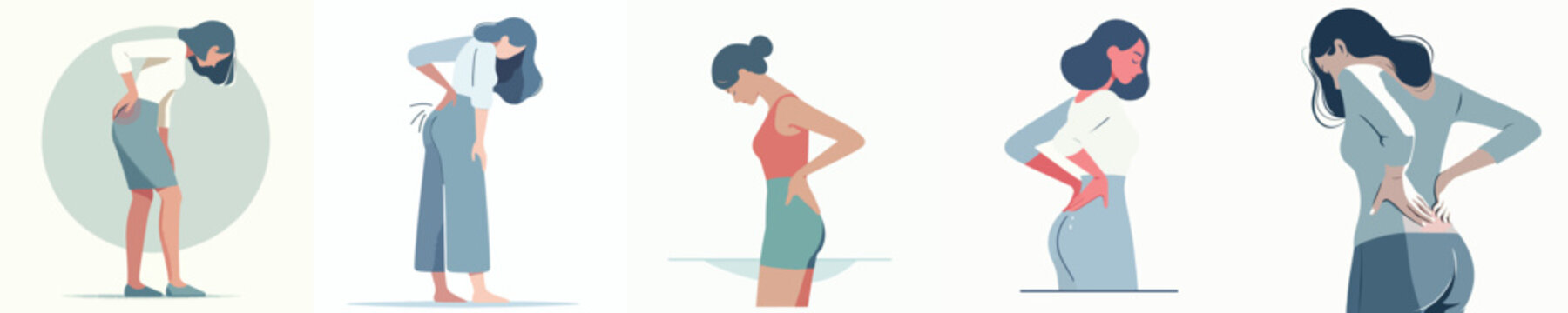vector of a woman gesturing with back pain