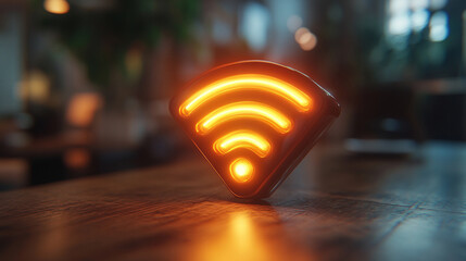 A modern floating wifi sign glows bright white against shifting backgrounds, symbolizing seamless connection, digital freedom, and the evolving future of communication in a sleek technological world.