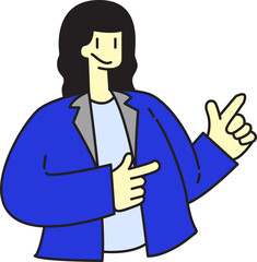 Enthusiastic woman points for success, opportunity