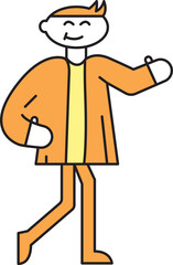 Cheerful character gesturing, friendly invitation