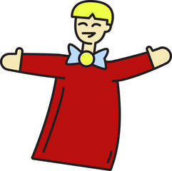 Joyful, smiling person with open arms, friendly invite