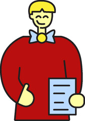 Cheerful man giving thumbs up, holding clipboard