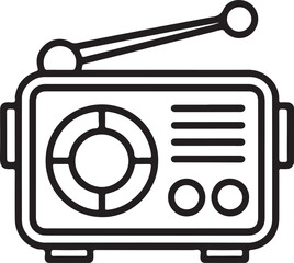 Retro portable radio with antenna and tuning dial icon