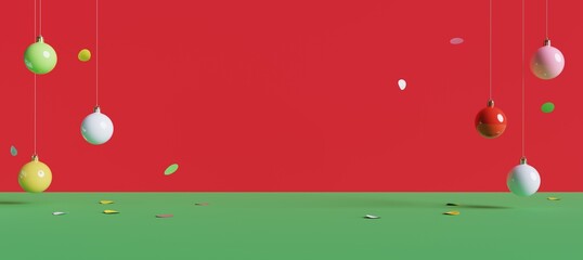 Christmas background with christmas balls. 3d rendering
