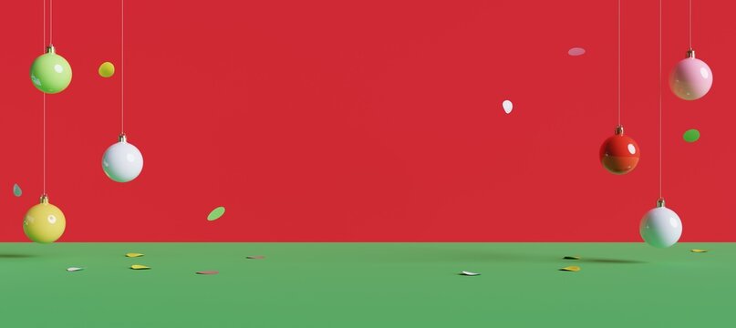 Christmas background with christmas balls. 3d rendering