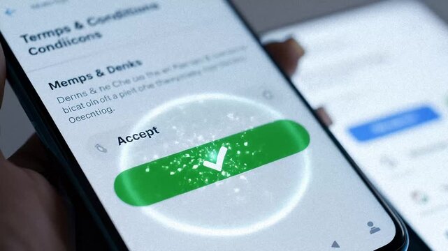 Person Accepting Terms and Conditions on Smartphone Application