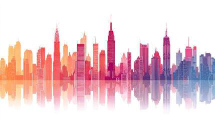 Obraz premium Colorful Cityscape Skyline Reflection image