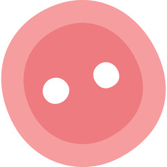 A Round Pink Button with Two Holes on a Transparent Background Isolated Simple Graphic Design Element