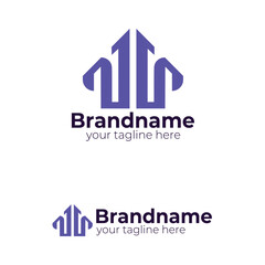 Modern Minimalist Real Estate Logo Design Featuring Abstract House Shape with Upward Arrows Symbolizing Growth, Progress, and Business Success Vector Icon Template