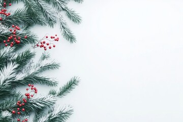 Christmas green fluffy pine leaves border christmas background branches.
