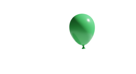 Green Balloon Floating Isolated On Black Background With String