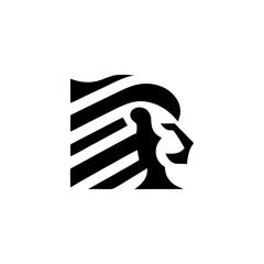Bold Abstract Lion Emblem with American Flag Stripes