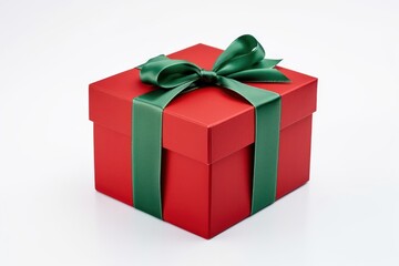 Gift box red white background celebration.
