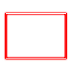 Neon rectangle red frame isolated on transparent background for design element, png