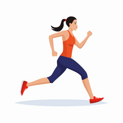 Fototapeta premium A woman in athletic attire is running, showcasing a healthy lifestyle and fitness.