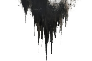 Dripping black paint texture isolated on a transparent background