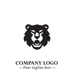 Powerful Head of Tiger Logo Symbol in Black on White Background with Bold Modern Minimalist Design