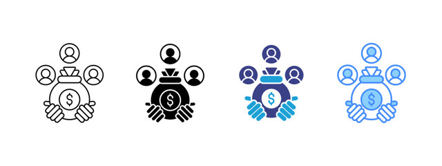 Crowdfunding  icon set multiple style collection