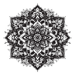 Mandala Ornament Vector Set | Black and White Floral Decorative Design