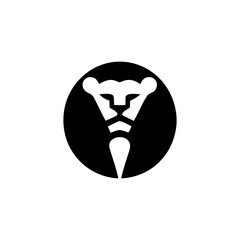 Elegant Lion Head Logo in Negative Space Vector