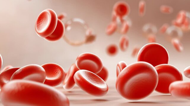 Red blood cells inside a transparent cell, illustrating biology and human anatomy.