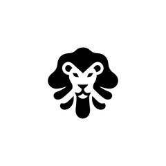 Majestic Lion Head Silhouette with Bold Mane Vector