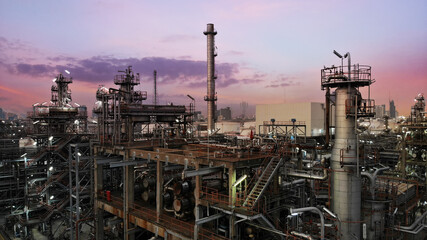 Oil and gas industry - refinery factory zone, The equipment of oil refining,Close-up of industrial...