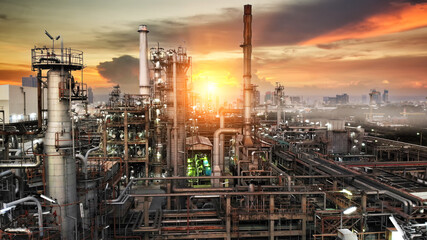 Oil and gas industry - refinery factory zone, The equipment of oil refining,Close-up of industrial...