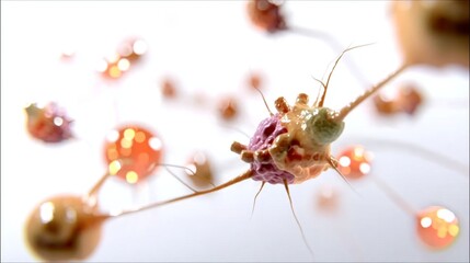 Fascinating Synaptic Transmission Animation in Neuroscience Presentation with Warm Studio Lighting and Motion Blur on White Background