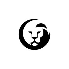 Bold Lion Head Logo Design in Circular Abstract