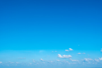 Panorama of cloud clear sky background for summer vacation concept at ocean and summer sea water...