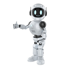 Cute and small artificial intelligence personal assistant robot thumb up
