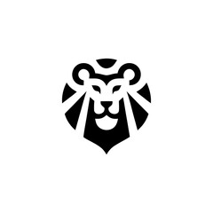 Stylized Lion Head Logo Design in Bold Black