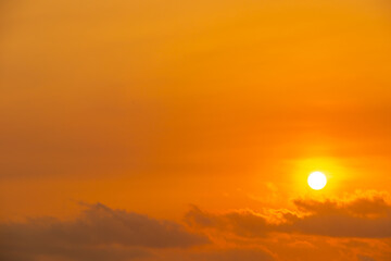 Enjoy panoramic views of the skyline . Sunset in the evening sky with colorful clouds and beautiful...