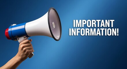 Hand holding megaphone announcing important information