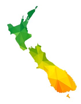 Colorful geometric depiction of a geographically familiar landmass