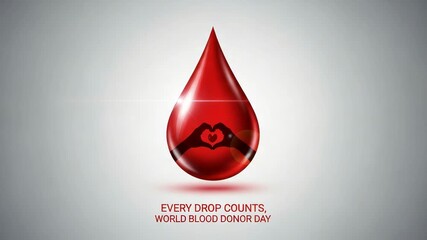 Blood drop with heart hands, world blood donor day