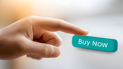 A hand pointing on buy now button