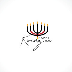 Happy Kwanzaa Kinara with Lit Candles