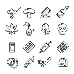 Drug Addiction Concept – Man Sitting Alone with Shadow of Syringe Anti Drugs Day Illustration – Health Awareness Vector Design World No Drugs Day Poster with Stop Sign and Broken Pills