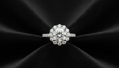 Elegant Diamond Ring on Black Velvet: A Symbol of Love and Commitment