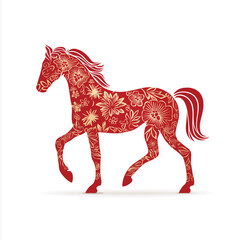 Obraz premium Horse painted silhouette. Chinese symbol horoscope. Traditional symbol of New Year, isolated on white background